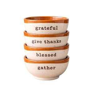 Gratitude Word Prep Bowls Set of 4 Farmhouse Fall Decor Thanksgiving Cttagecore